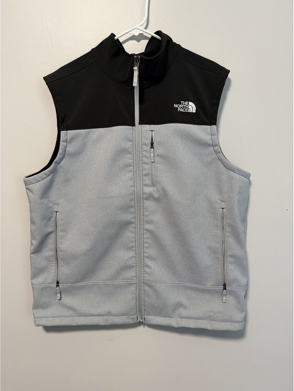 Northface Windwall Mens Full Zip Vest Size XL Gray and Black